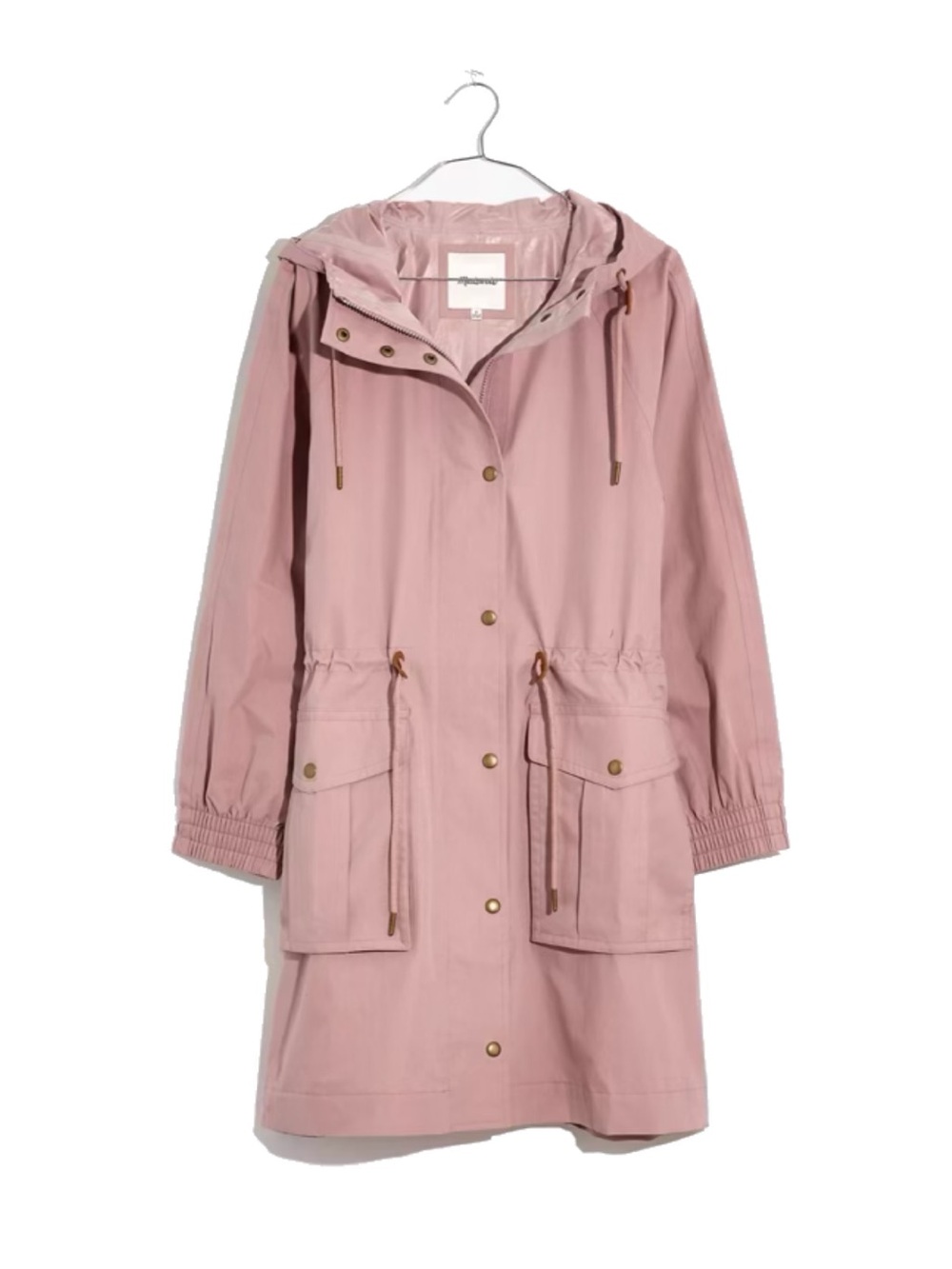 Madewell Dusty Pink Hooded Rain Trench Coat